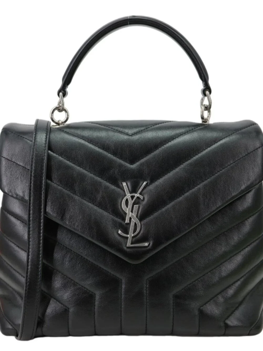 Yves Saint Laurent  Loulou Quilted Leather Top Handle Shoulder Bag Black